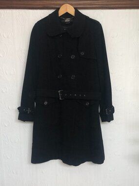 Y2K Donna Karan early 2000 thick black winter wool coat, size 8
